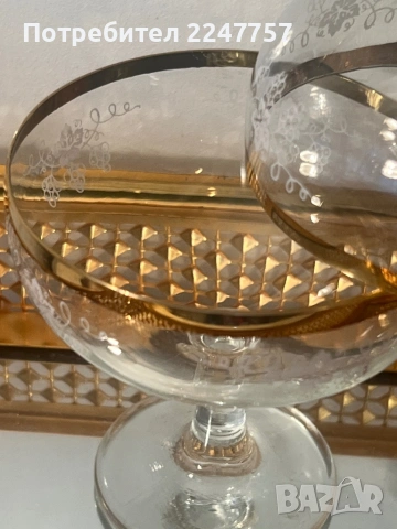 Кристални чаши лозов лист , снимка 4 - Антикварни и старинни предмети - 54109449