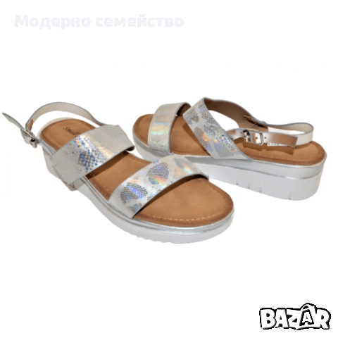 Дамски летни сандали в сребристо , снимка 2 - Сандали - 44524210