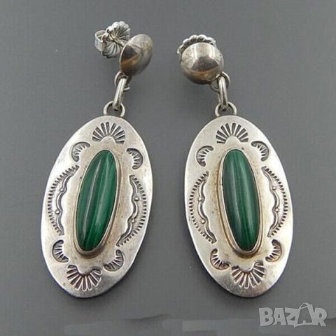 Обеци със зелен тюркоаз