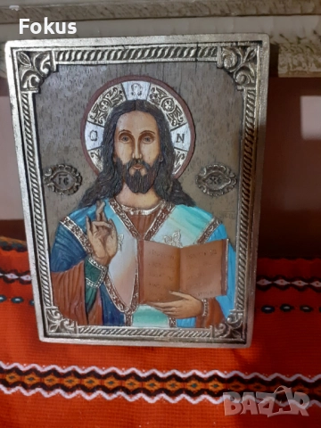 Българска цветна икона дърворезба със сертификат, снимка 3 - Антикварни и старинни предмети - 52528270