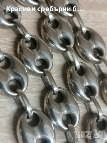 Масивен сребърен ланец а, снимка 3 - Колиета, медальони, синджири - 53666839