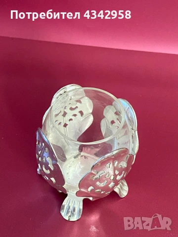 Стъклен свещник.Германия., снимка 4 - Декорация за дома - 51343337