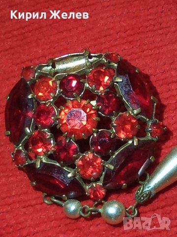 СТАРА БРОНЗ БРОШКА с БОХЕМСКИ КРИСТАЛ и ГРАНАТ 4950, снимка 2 - Антикварни и старинни предмети - 29572499