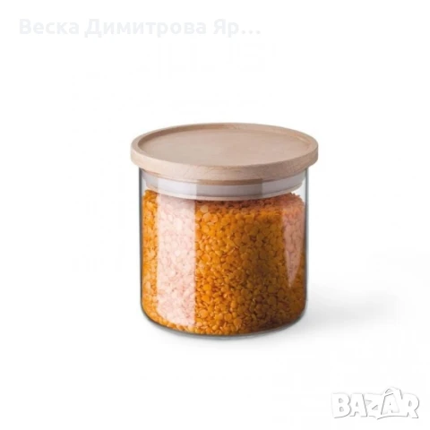 Стъклен буркан с бамбуков капак Ø10 x 10 см, 700 мл, снимка 10 - Други - 51130779