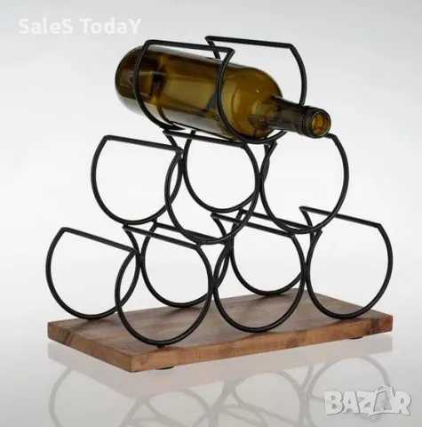 Поставка за Вино, Стойка бутилки, Метална, 6 места, 30x16.5x29см 