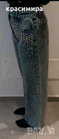 Нови дамски дънки с камъни , снимка 3 - Дънки - 54140769