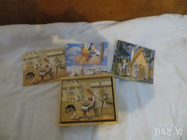 Винтидж пъзели от дървени кубчета Пипи, Червената шапчица и още.., снимка 6 - Игри и пъзели - 50058521