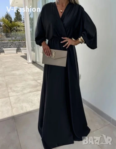 Черна рокля сатен