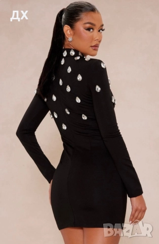 Рокля по тялото с камъни, снимка 4 - Рокли - 52447614