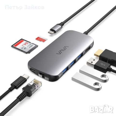 VAVA VA-UC006 8 в 1 USB C хъб адаптер, снимка 2 - Друга електроника - 42512915