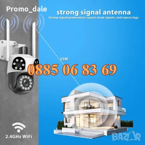 Безжична WiFi IP камера с 3 обектива 12MPx, нощно виждане, 360°, iCSee, микрофон, снимка 6 - IP камери - 49512084