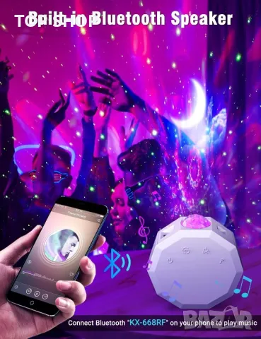 FGRYB Starlight проектор за спалня - звезден проектор нощна светлина, снимка 6 - Образователни игри - 49520211