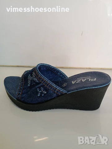 Дамски дънков чехъл, снимка 3 - Чехли - 50781285