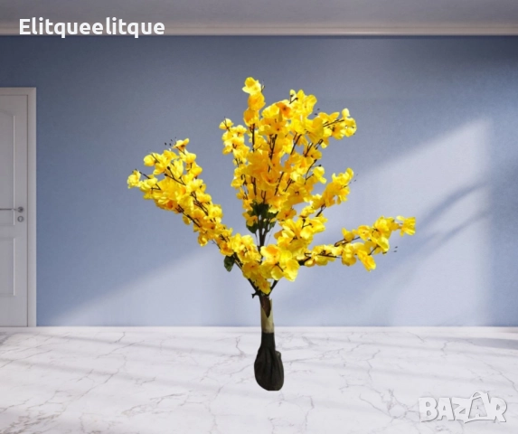 Декоративно изкуствено цвете с жълти цветове, 100см, снимка 4 - Декорация за дома - 49831208