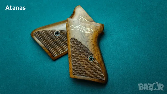 Чирени за Валтер/Walther PPK - орехови - ръчноизработени - инкрустирано лого, снимка 4 - Оборудване и аксесоари за оръжия - 56130543