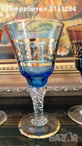 Антикварни цветни чаши Murano Италия, снимка 6 - Антикварни и старинни предмети - 51803894