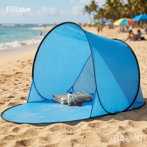 Автоматична плажна палатка с параван, UV защита 30+, 150x150x90 см, снимка 4 - Декорация за дома - 54196009