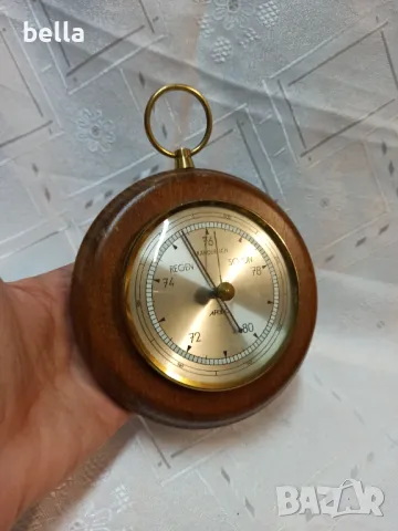 Ретро дървен барометър Regen Veranderlich Schon -Apollo за измерване на атмосферно налягане, снимка 2 - Антикварни и старинни предмети - 50408905
