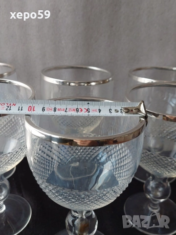 Стари кристални чаши със сребърен обков/ за десерти,сладолед и др.вместимост 500 мл.сребро 925, снимка 5 - Чаши - 52432175