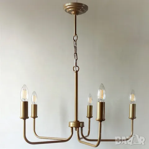 Класическа лампа/винтидж, шаби шик, рустик, прованс тип свещ с 5 рамена, с/без /текстилни абажури, снимка 7 - Полилеи - 47675960