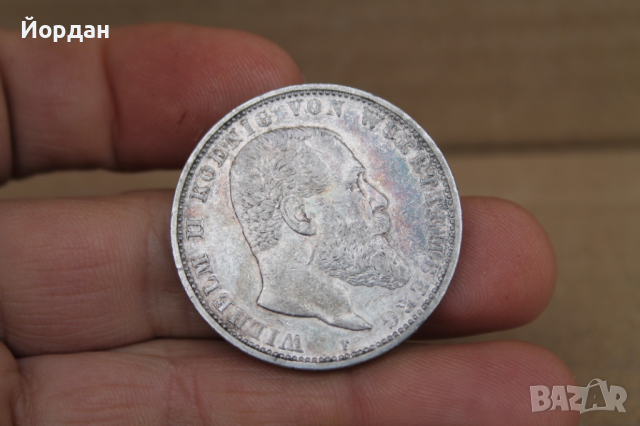 Сребърна монета Немски 5 марки 1900-та година, снимка 7 - Нумизматика и бонистика - 44792654