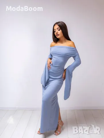 Елегантна Дълга синя дамска рокля , снимка 4 - Рокли - 48009471
