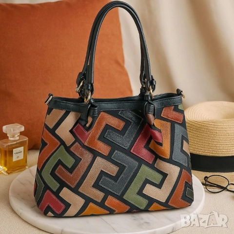 Дамска чанта с многоцветен дизайн – простор, организация и стил в едно, снимка 7 - Чанти - 51884584