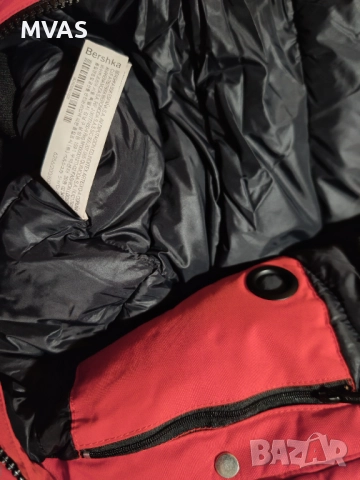 Bershka - 55% Дамско зимно червено яке S размер, снимка 9 - Якета - 51858109