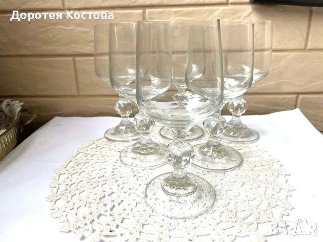 Красиви стари кристални тънкостенни чаши, 6 бр, снимка 7 - Антикварни и старинни предмети - 49714450