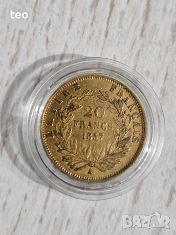 Продавам 6.45 гр. Златна Монета 20 Френски Франка Наполеон, снимка 1
