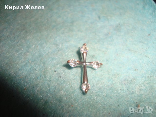 ПОСРЕБРЕНО АРТ КРЪСТЧЕ с МАЛКИ ФАСЕТИРАНИ КРИСТАЛИ 25564, снимка 2 - Колиета, медальони, синджири - 35585604