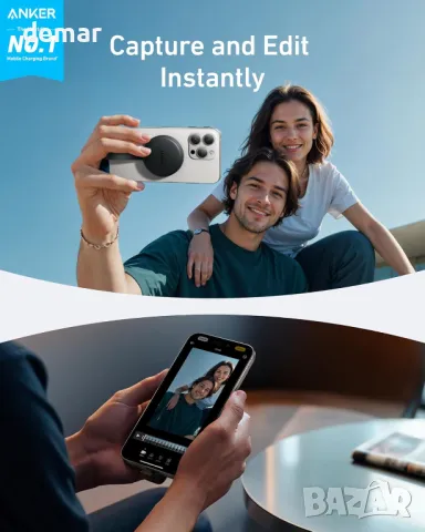 Anker MagGo USB-C адаптер, преносим магнитен четец на SD и TF карти с вграден кабел, черен, снимка 2 - Селфи стикове, аксесоари - 47435941