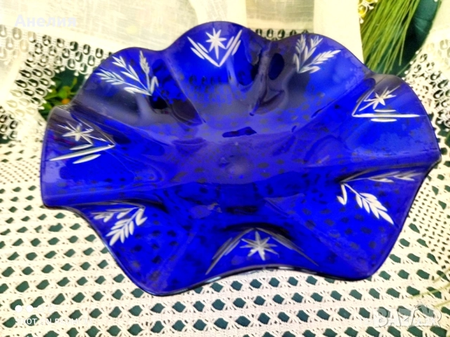 Фруктиера, бонбониера, за сладки кобалтово синя, снимка 3 - Чинии - 52043431