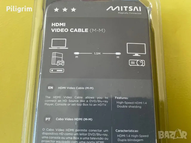 HDMI-HDMI (M-M) видео кабел, дълъг 1,5 метра, от Mitsai (модел Magically Connected)., снимка 4 - Кабели и адаптери - 55178200