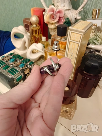 Авторски сребърен пръстен с натурален аметист , снимка 6 - Пръстени - 54030589