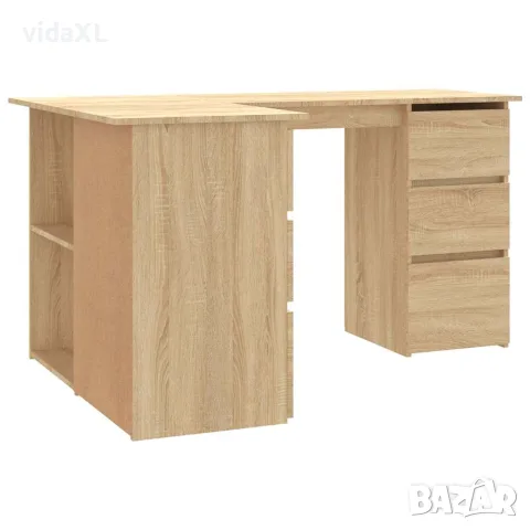 vidaXL Ъглово бюро, дъб сонома, 145x100x76 см, инженерно дърво, снимка 6 - Бюра - 56147723