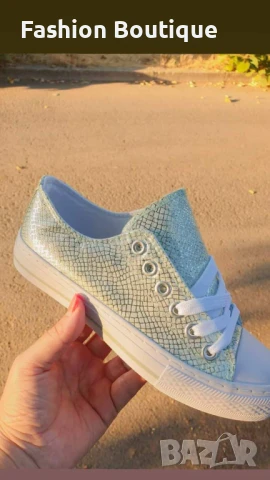 Италиански дамски кецове в бледо зелено сметана нишка, снимка 9 - Кецове - 51246145