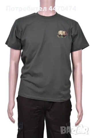 Мъжка ловна тениска с бродерия - 100% памук, снимка 6 - Екипировка - 50253304