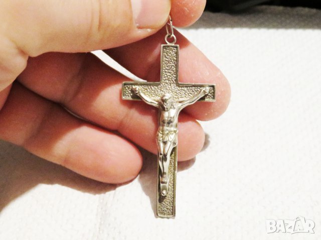 сребърен кръст разпятие православен кръст с Исус - разпятие Христово, снимка 3 - Колиета, медальони, синджири - 31355747