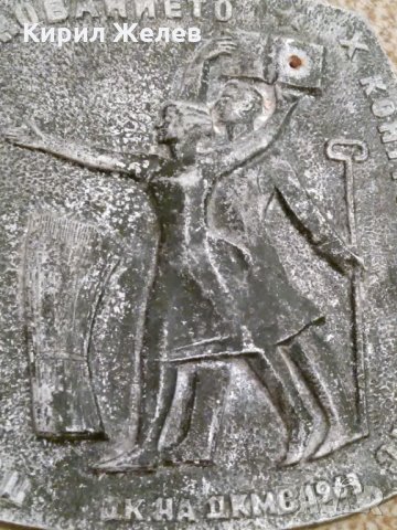 1963 ЦК на ДКМС ПОБЕДИТЕЛ в СЪРЕВНОВАНИЕТО X КОНГРЕС на ДКМС Голям МЕТАЛЕН БАРЕЛЕФ ПАНО Награда15611, снимка 11 - Колекции - 29207805