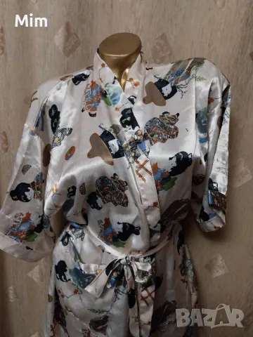 XL Сатенен халат с къс ръкав , снимка 5 - Нощници - 49747134