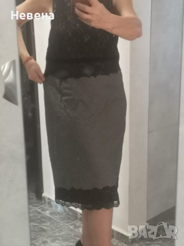 Офис Рокля размер L сиво с Черна дантела , снимка 9 - Рокли - 42782617