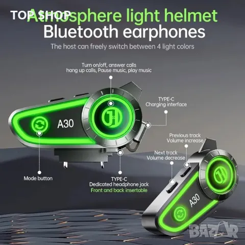YYTFY Високоговорител за мотоциклетна каска Bluetooth слушалка Bluetooth слушалка, снимка 6 - Bluetooth слушалки - 48792542