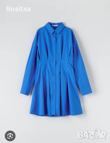 Синя разкроена рокля, снимка 2 - Рокли - 54014979