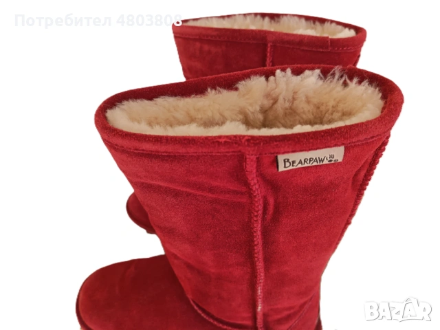 Дамски ботуши Bearpaw червен велур, снимка 6 - Дамски ботуши - 54268229