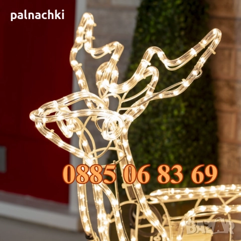 Голям LED светещ елен жълта светлина, коледен елен, коледна украса, снимка 3 - Декорация за дома - 52357866