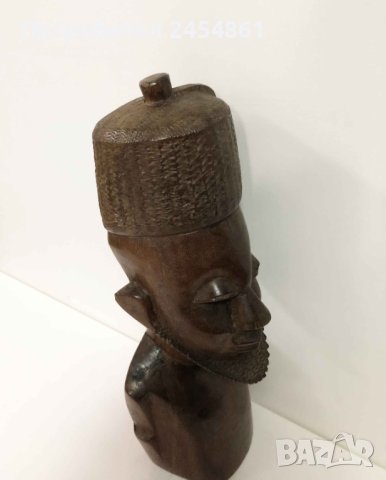 Африка, дърво, фигура, мъж, скулптура, антика, бюст, снимка 3 - Антикварни и старинни предмети - 42877736