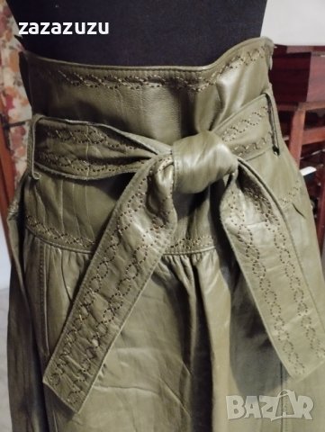 ЗА ЦЕНИТЕЛИ Естествена кожа, бохо стил, цвят зелен