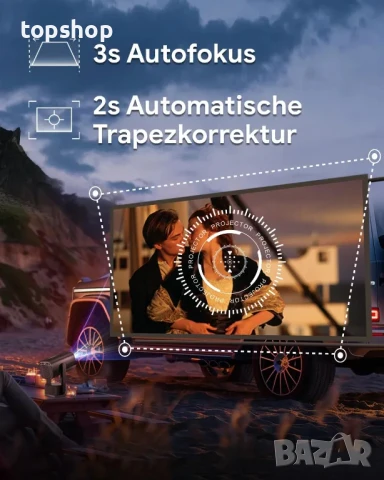 Нов, НА БЪЛГАРСКИ, проектор SkyEcho К2 1080P Домашно кино 4K видео Android 11 OS размер 150", снимка 9 - Плейъри, домашно кино, прожектори - 50529507