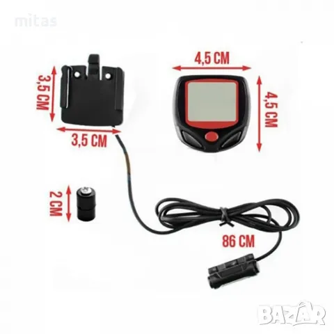 Велокомпютър с 9 функции, Водоустойчив, Жичен, LCD дисплей 45х45мм, снимка 4 - Аксесоари за велосипеди - 47400557